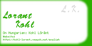 lorant kohl business card